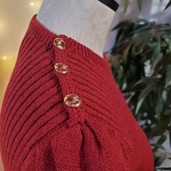 St. John for Jacobsons Vtg Santana Knit Sweater Womens Size S Red Button Accent - Picture 3 of 9